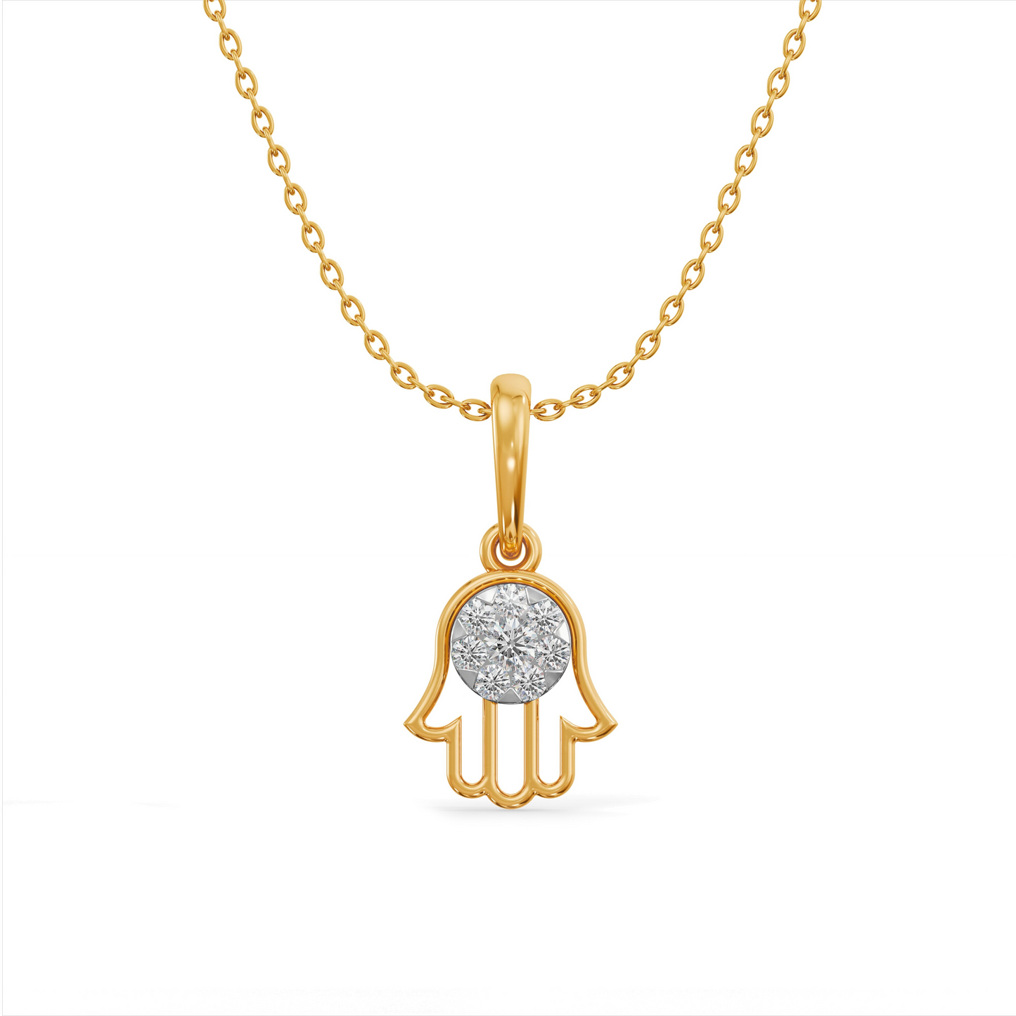 Hamsa 9KT Gold Laboratory Grown Diamond Pendant