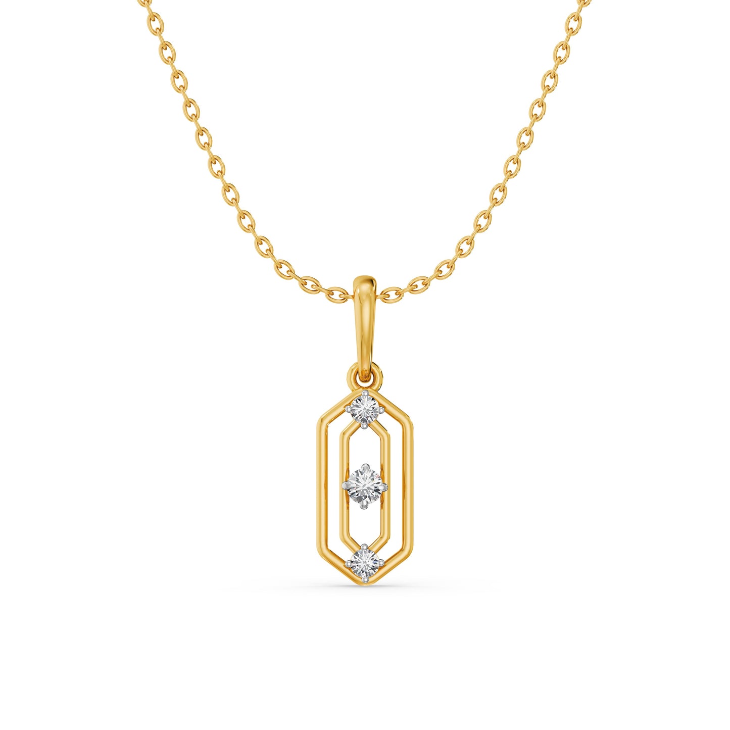 Structured Glow 9KT Gold Laboratory Grown Diamond Pendant