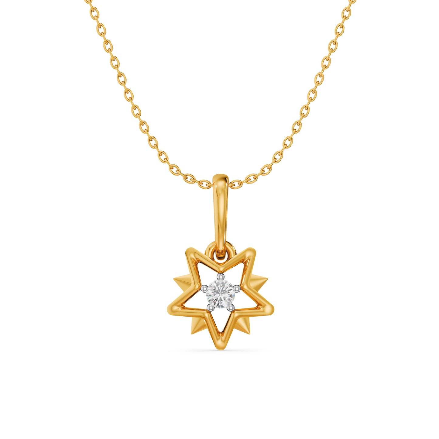 Asterisk 9KT Gold Laboratory Grown Diamond Pendant
