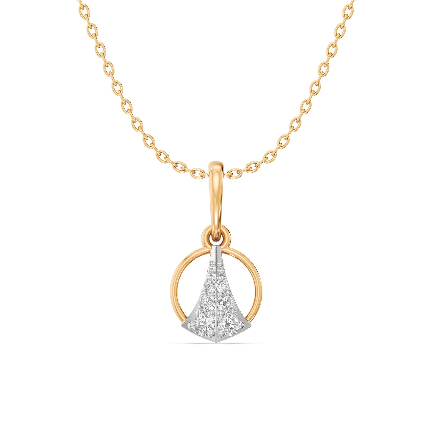 Cone in Circle 9KT Gold Laboratory Grown Diamond Pendant