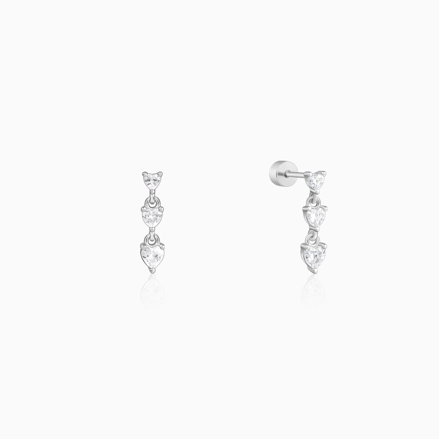 Silver Heart Drop Ear Piercings