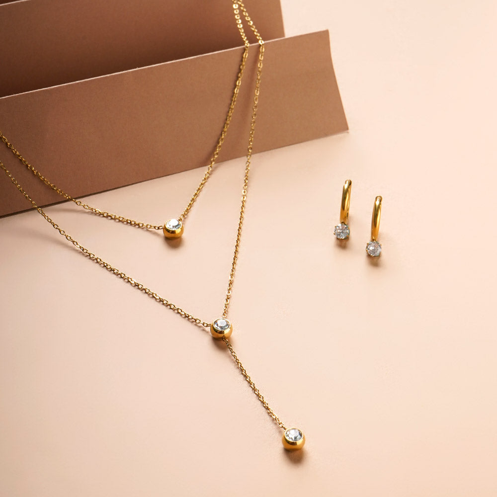 Modern Solitaire Drop Jewellery Set