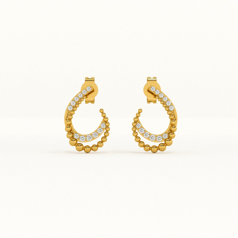 Almond Stones Half Hoop Earrings