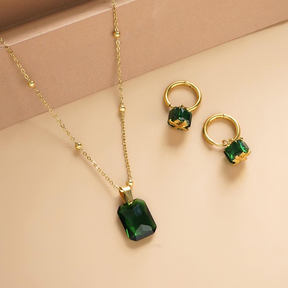 Architectural Emerald Drop Jewellery Set