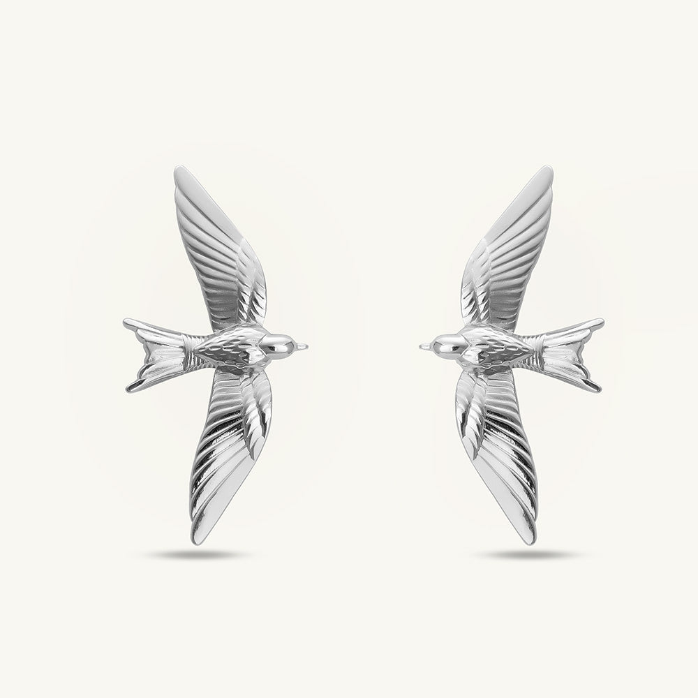 Winged Grace Silver Stud Earrings