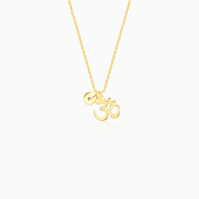 Golden Personalised Om Pendant With Link Chain