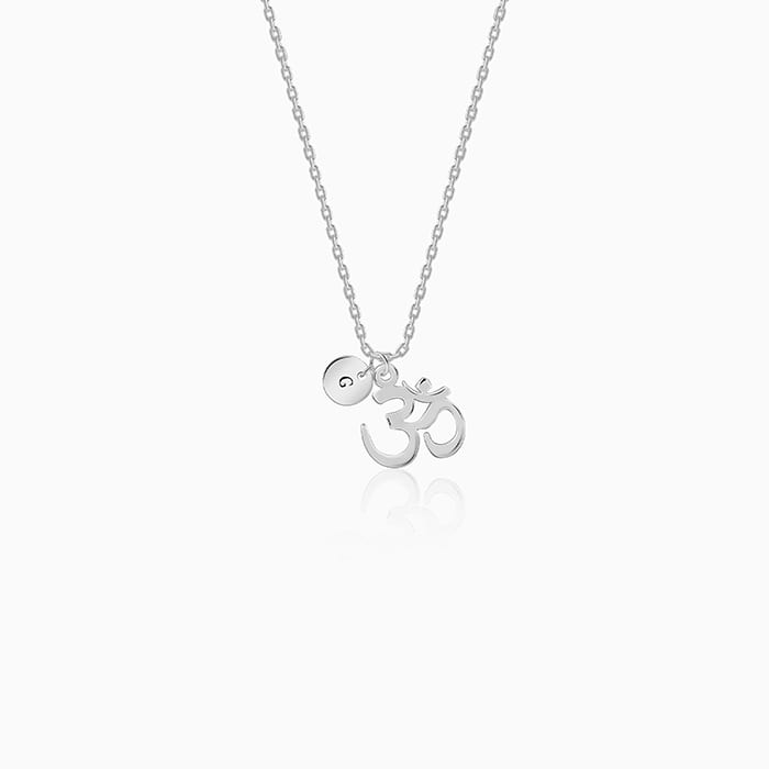 Silver Personalised Om Pendant With Link Chain