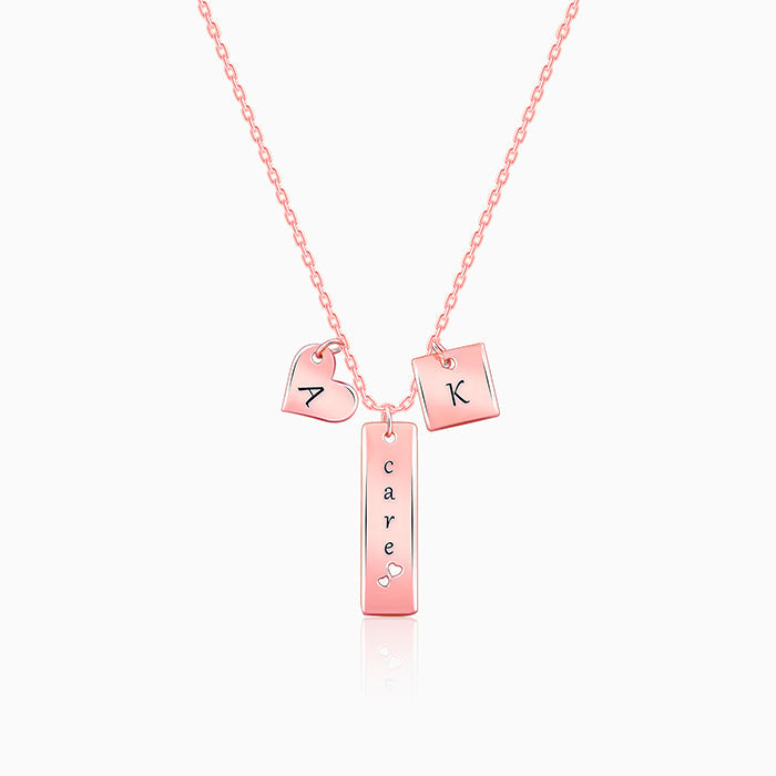 Rose Gold Personalised Initial Charm Pendant With Link Chain