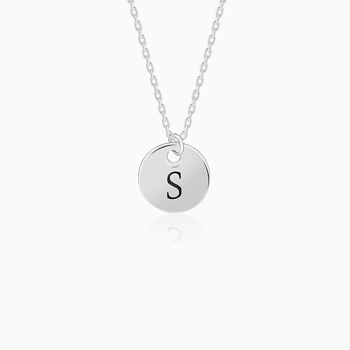 Silver Personalised Classic Initial Pendant with Link Chain