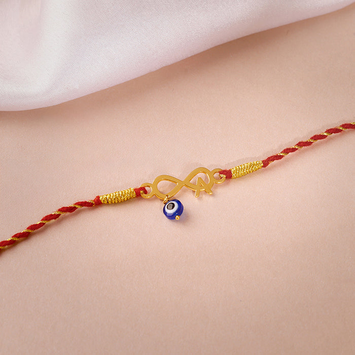 Golden Personalised Initial Infinity Evil Eye Rakhi