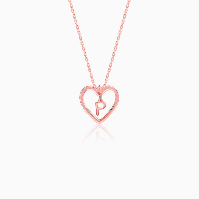 Rose Gold Personalised Heart of Initial Pendant