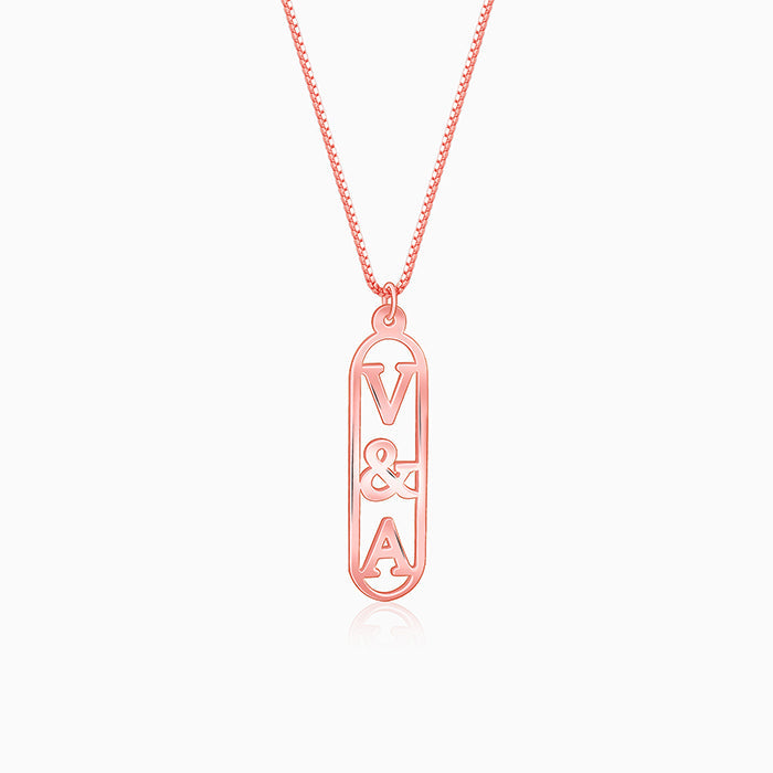 Rose Gold Bar Initial Personalised Pendant For Him