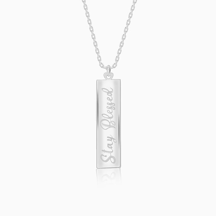 Silver Personalised Two-Name Bar Pendant