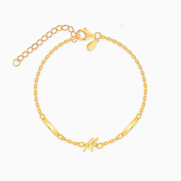Golden Personalised Letter Charm Bracelet