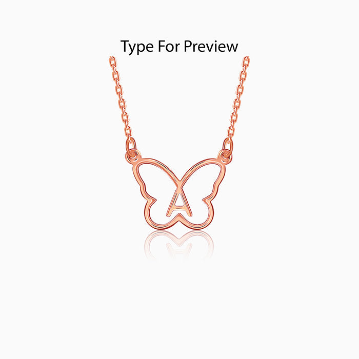 Rose Gold Personalised Like a Butterfly Necklace