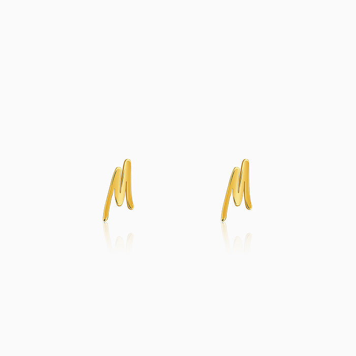 Golden Personalised Letter Stud Earrings