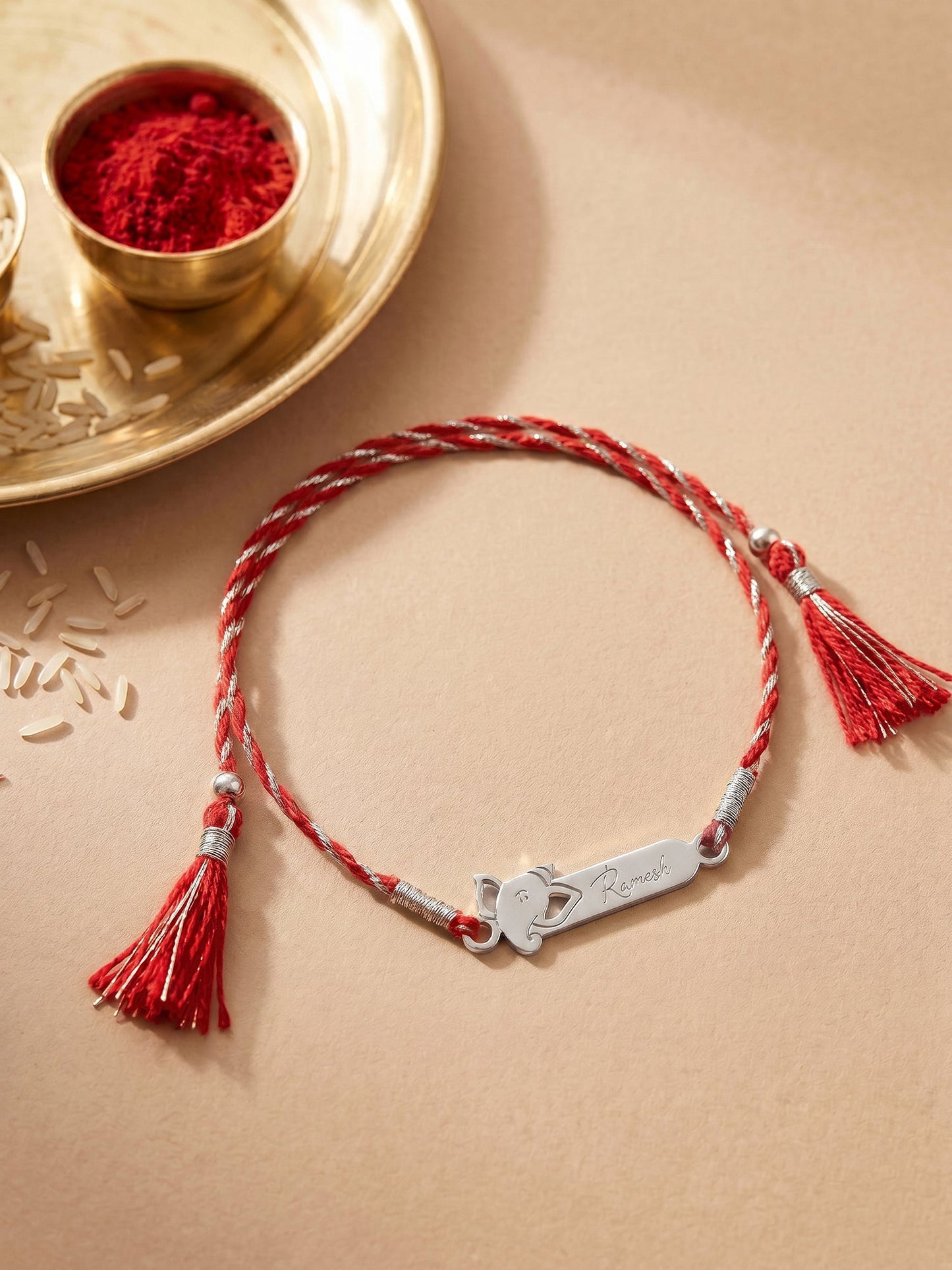 Silver Personalised Sacred Ganesha Rakhi
