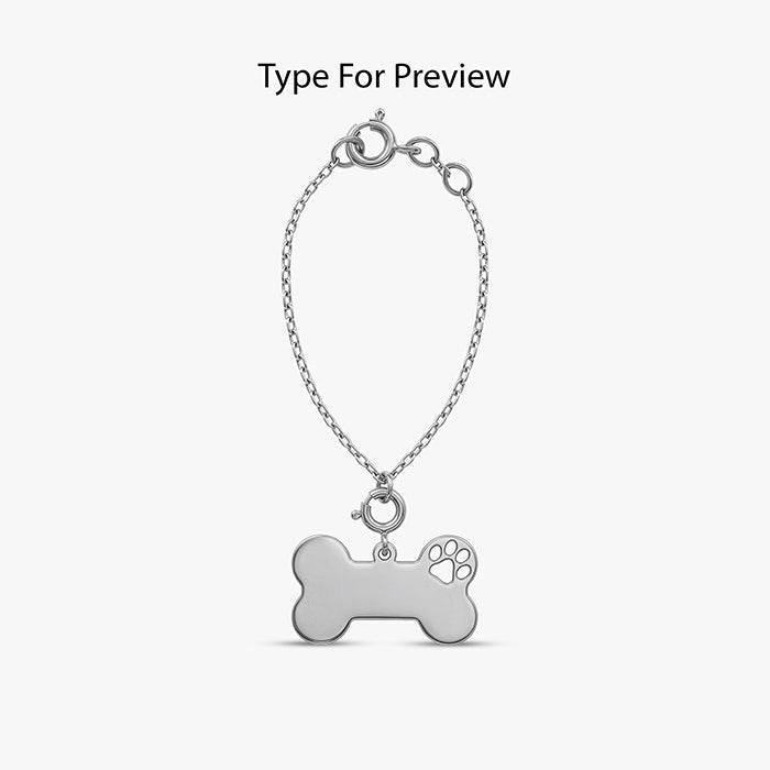 Silver Personalised Paw Print Bone Pet Charm
