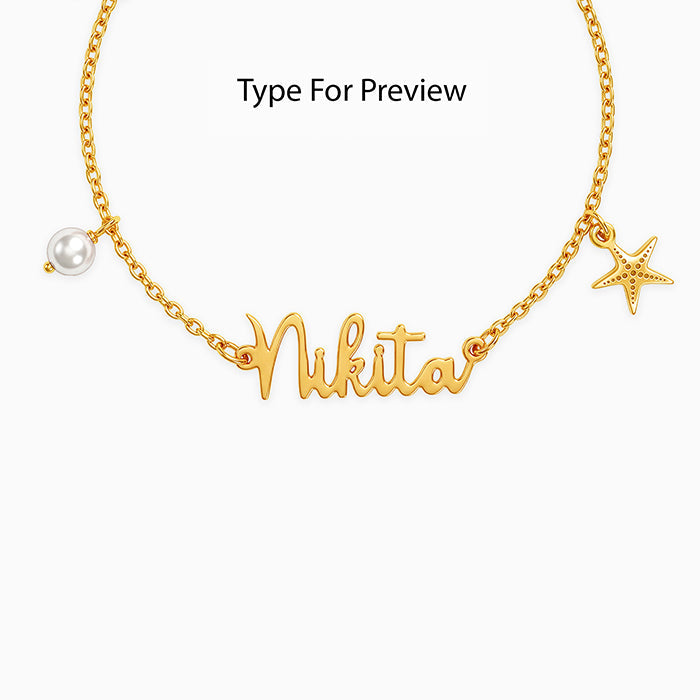 Golden Personalised Pretty Starfish Bracelet