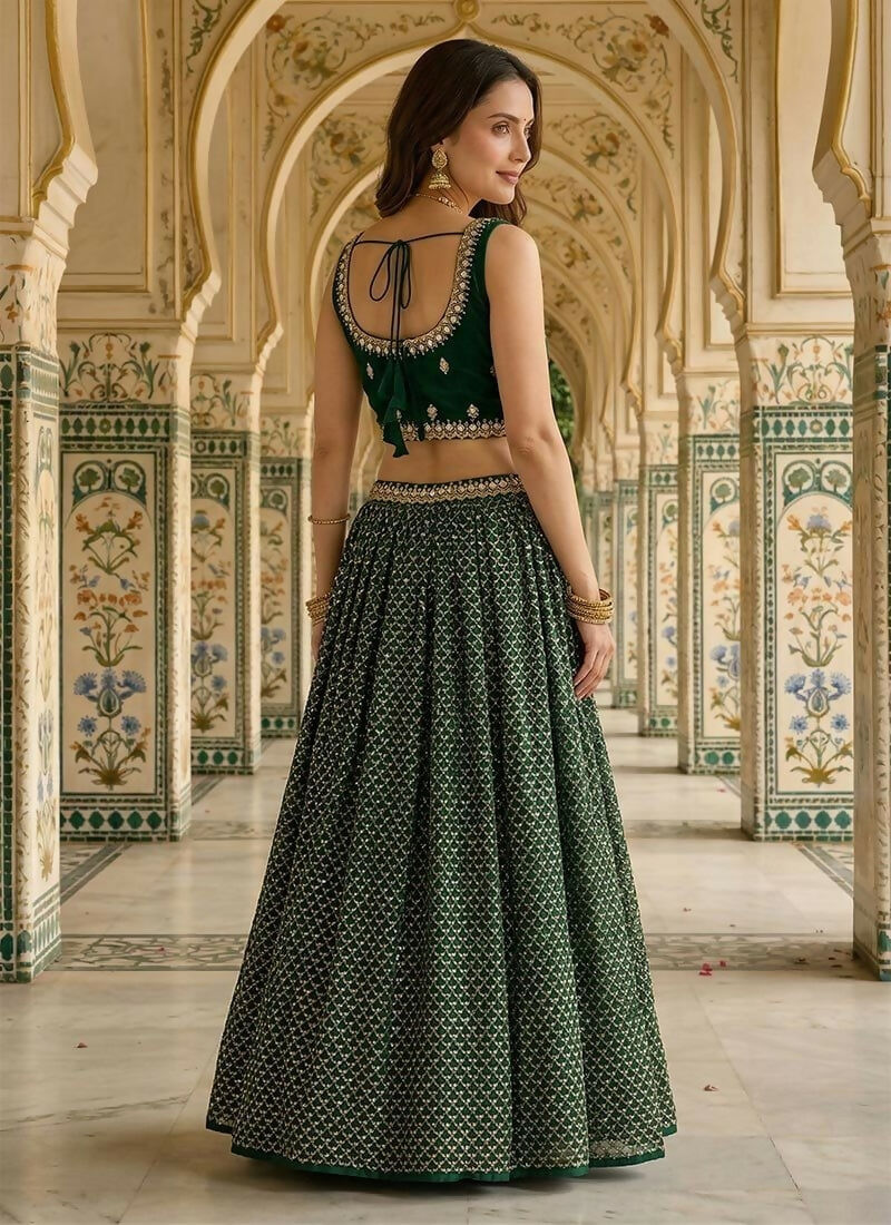 Lehenga Mart Green Premium Faux Georgette Designer Bollywood Style Wedding Wear Lehenga Choli