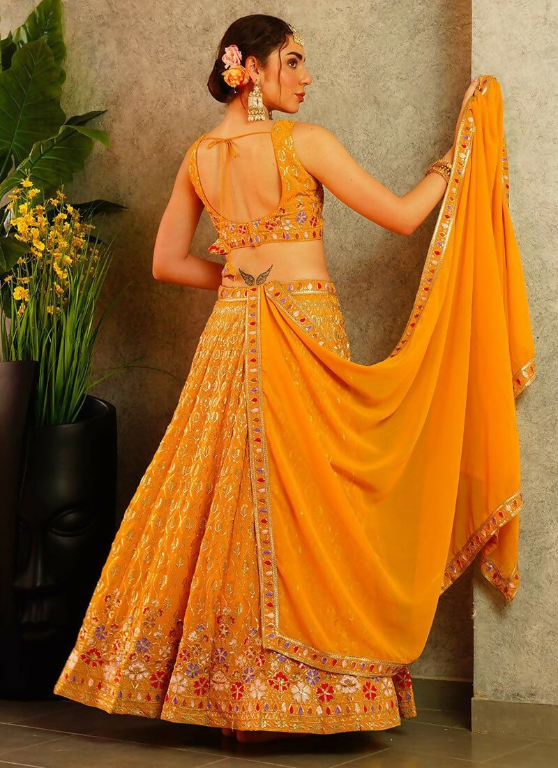 Lehenga Mart Musterd Faux Georgette Designer Bollywood Style Wedding Wear Lehenga Choli