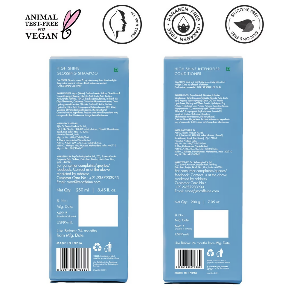 mCaffeine Glass Hair Wash Duo Shampoo & Conditioner