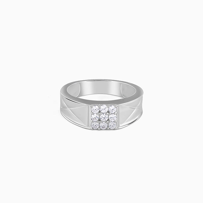 Silver Geometric Glimmer Ring For Him