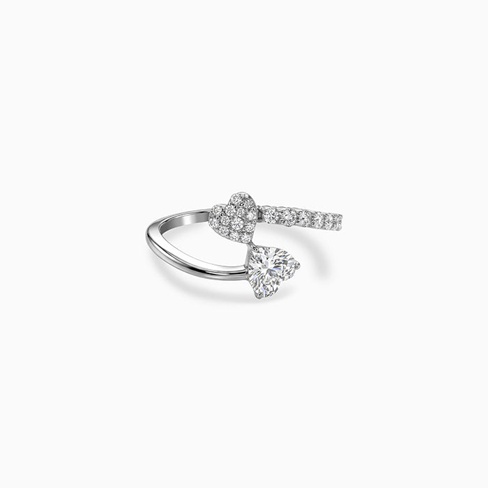 Silver Heart Bypass Shimmer Ring (Size 12)