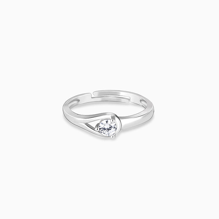 Silver Pear Hoop Ring