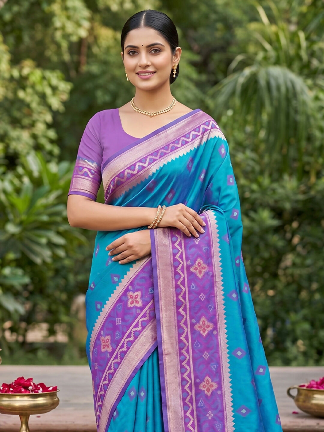 Shree Shyam Fashion Rama Blue Soft Silk Saree