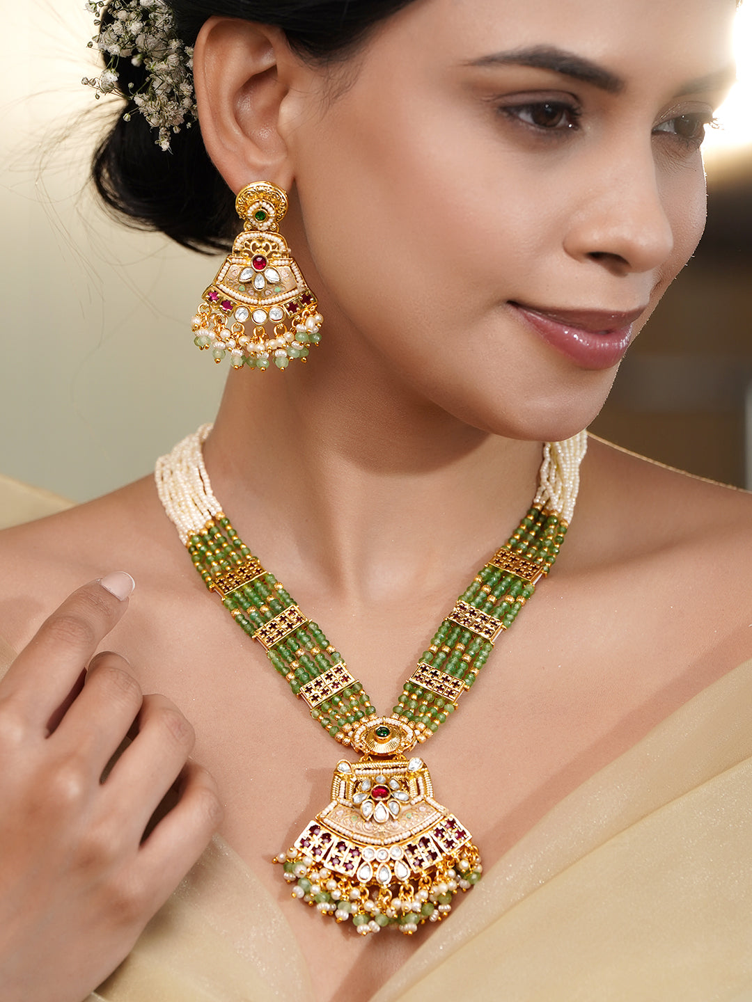 Royal Pearl Kundan Necklace Set