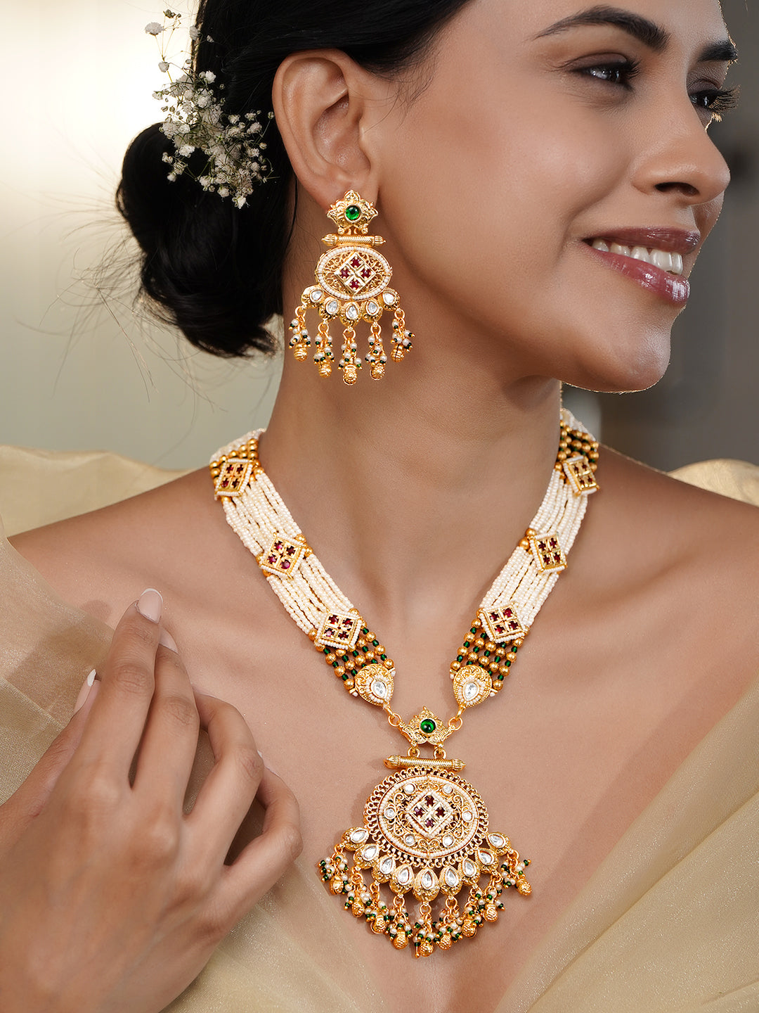Heirloom Gold Kundan Multi Beaded Jewellery Set