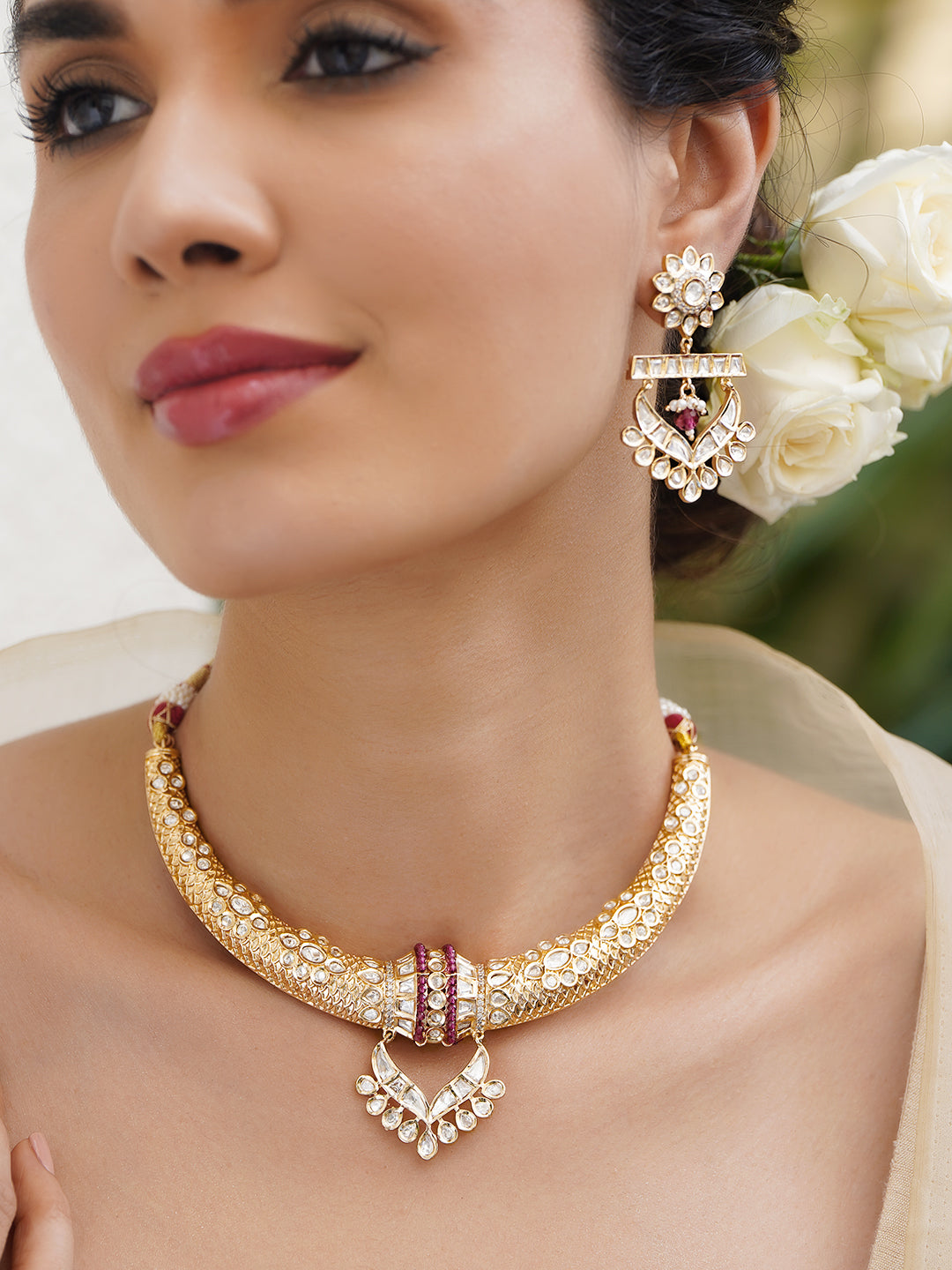 Stunning Royal Kundan and Ruby Necklace Set