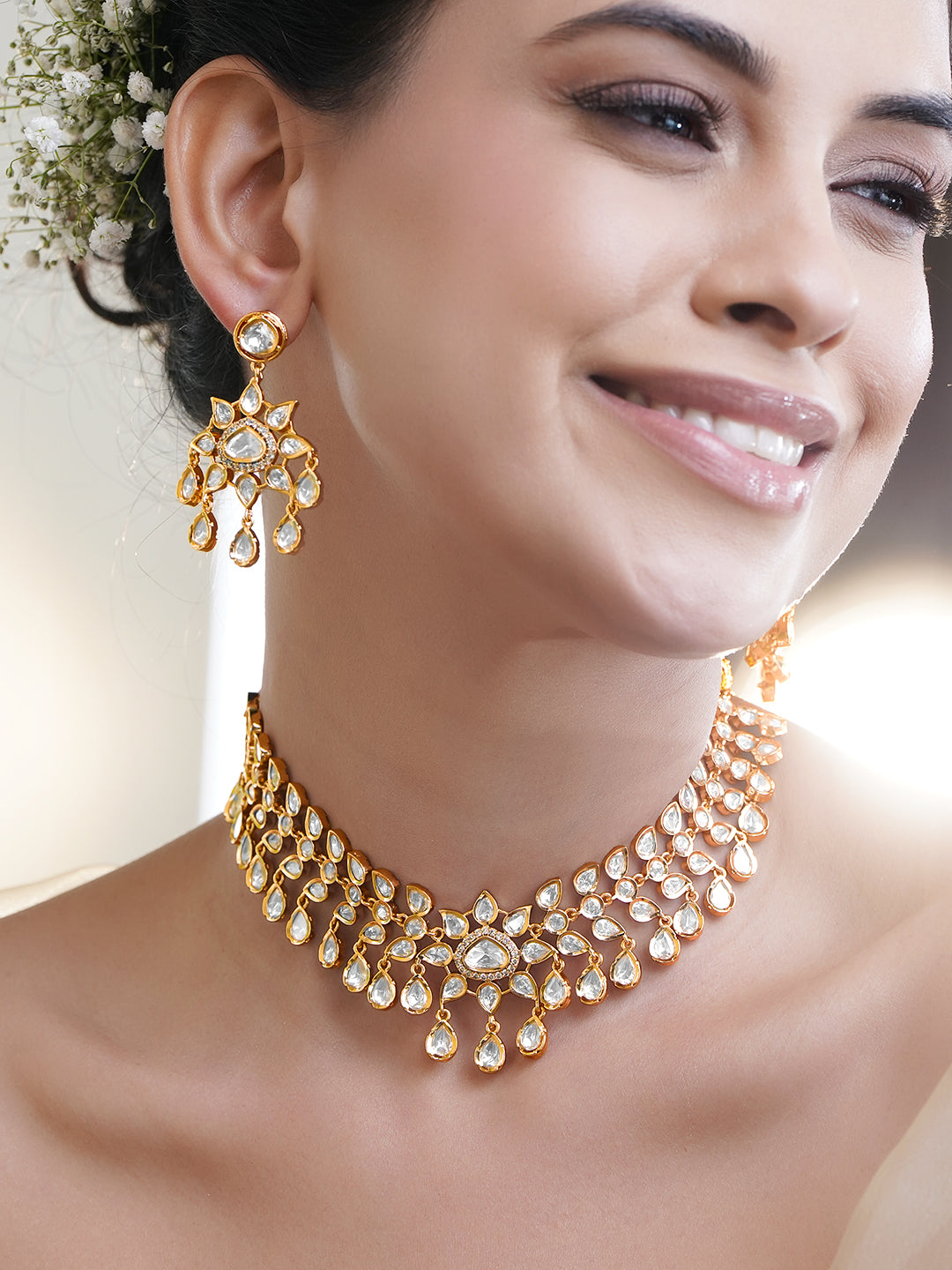 White Tear Drop Necklace Set