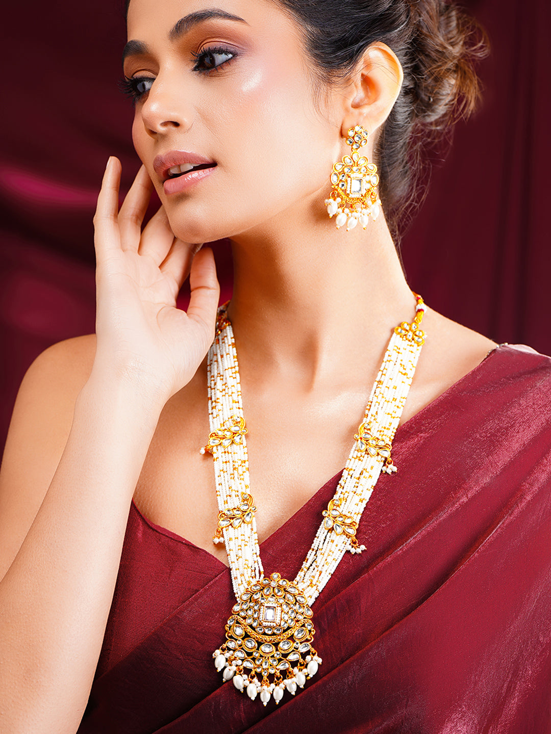 Pearl Cascade Wedding Necklace Set