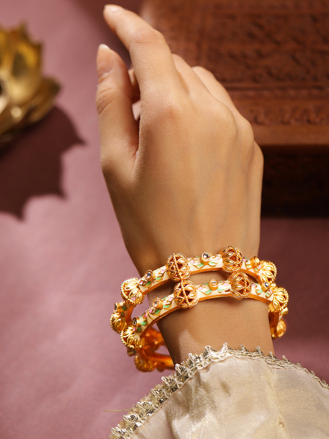 Pastel Finery Multicolour Kundan Bangles
