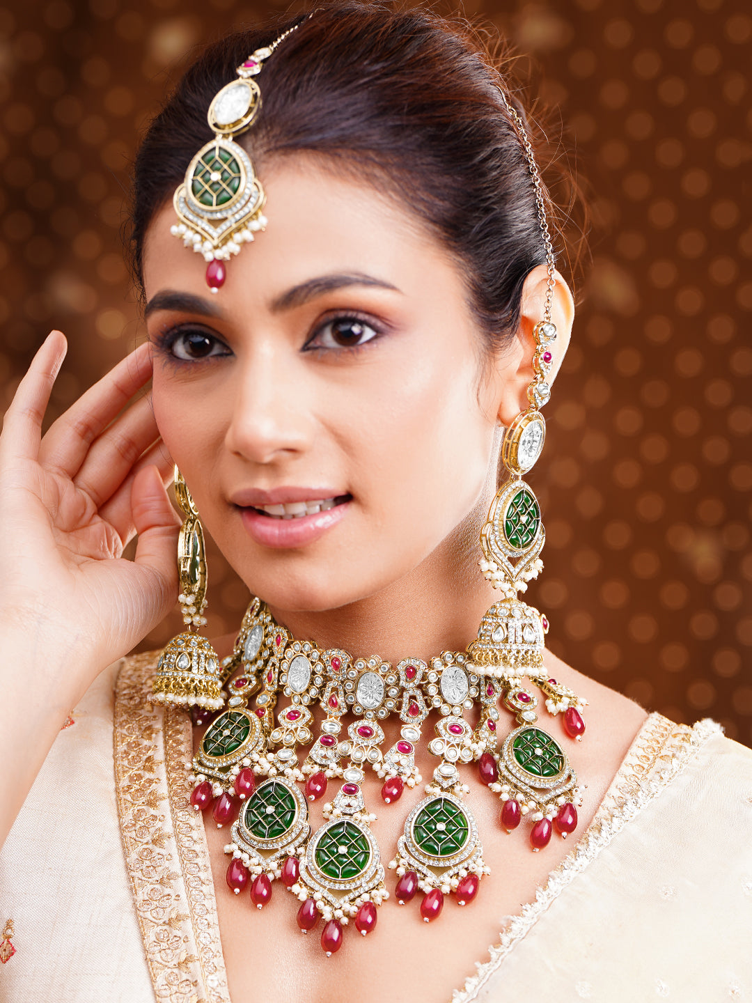 Royal Emerald Drop Bridal Statement Set