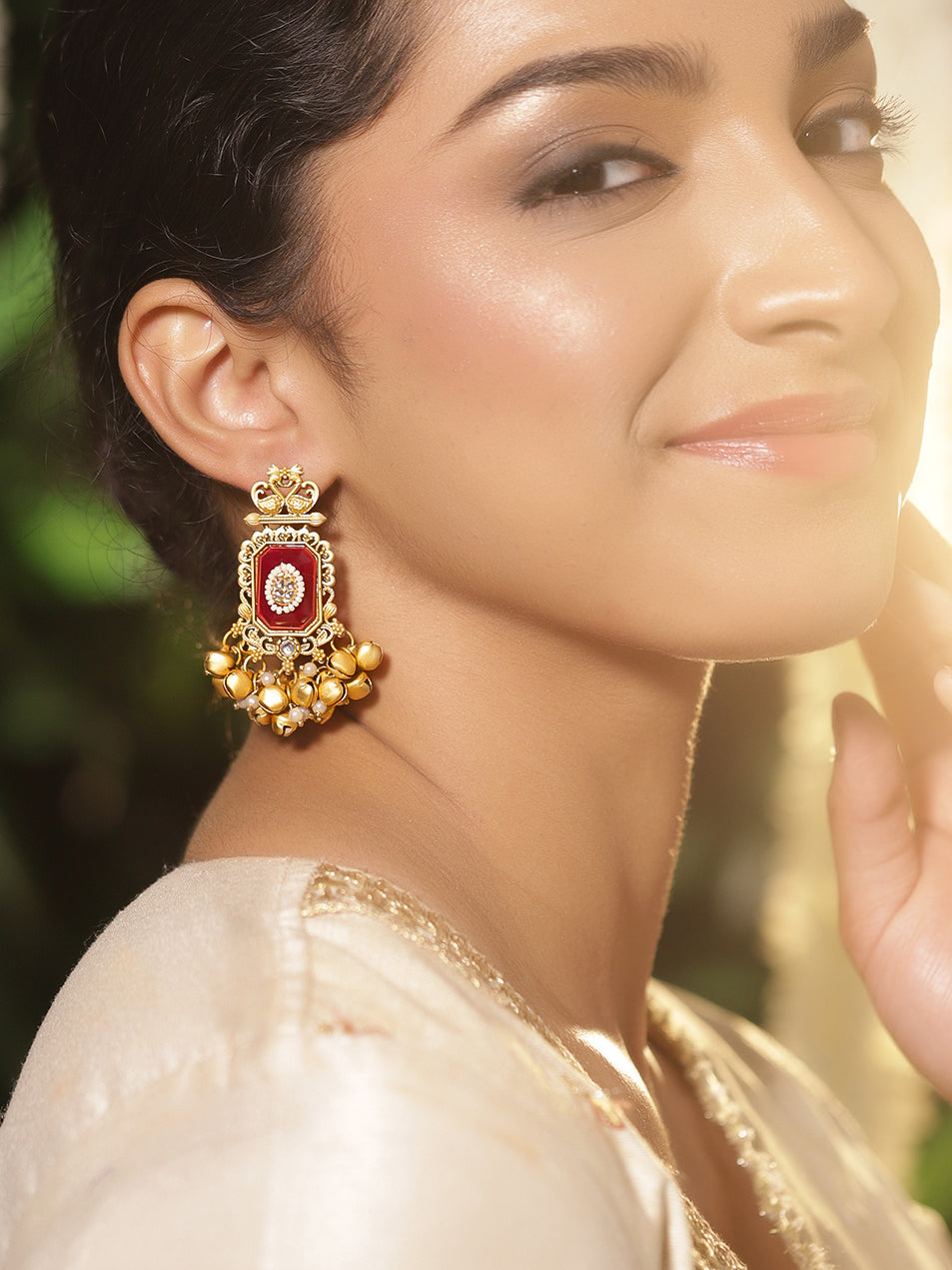Classic Red Meenakari Ghungroo Danglers