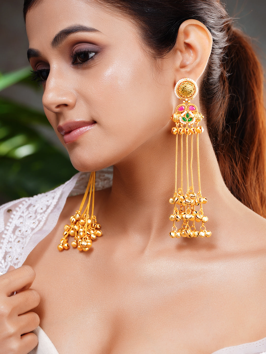 Royal Gold Ghungroo Tassel Dangler Earrings