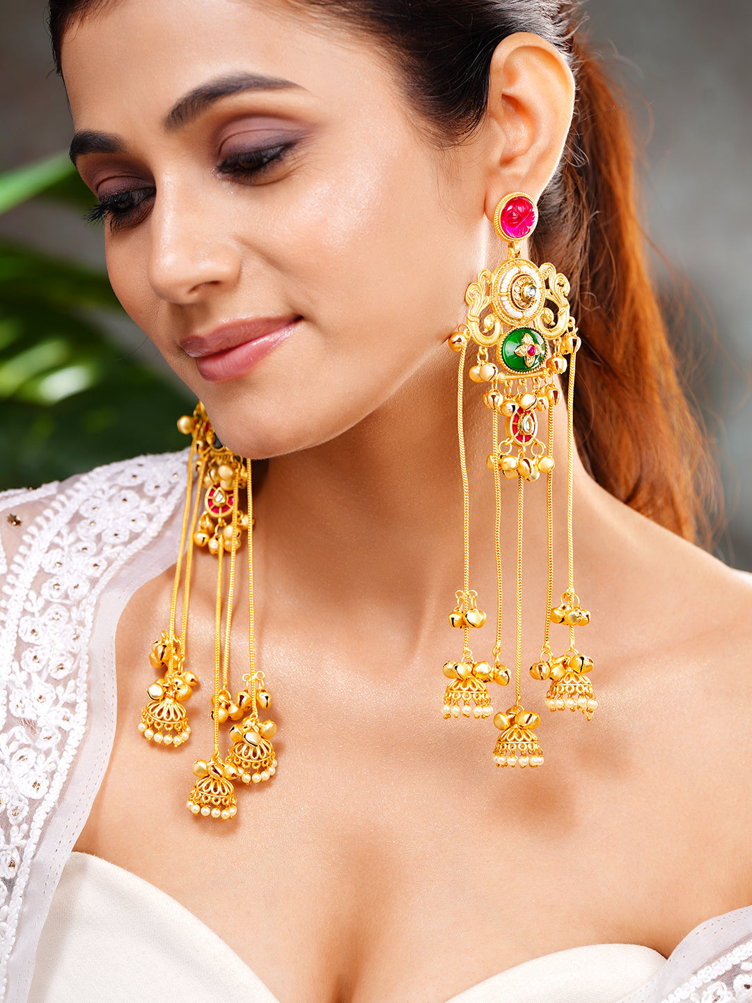 Kashmiri Jhumka Cascade Statement Earrings