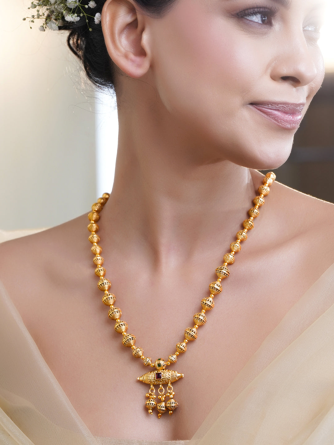 Rubans Women 18K Gold Plated Brass Beaded Necklace