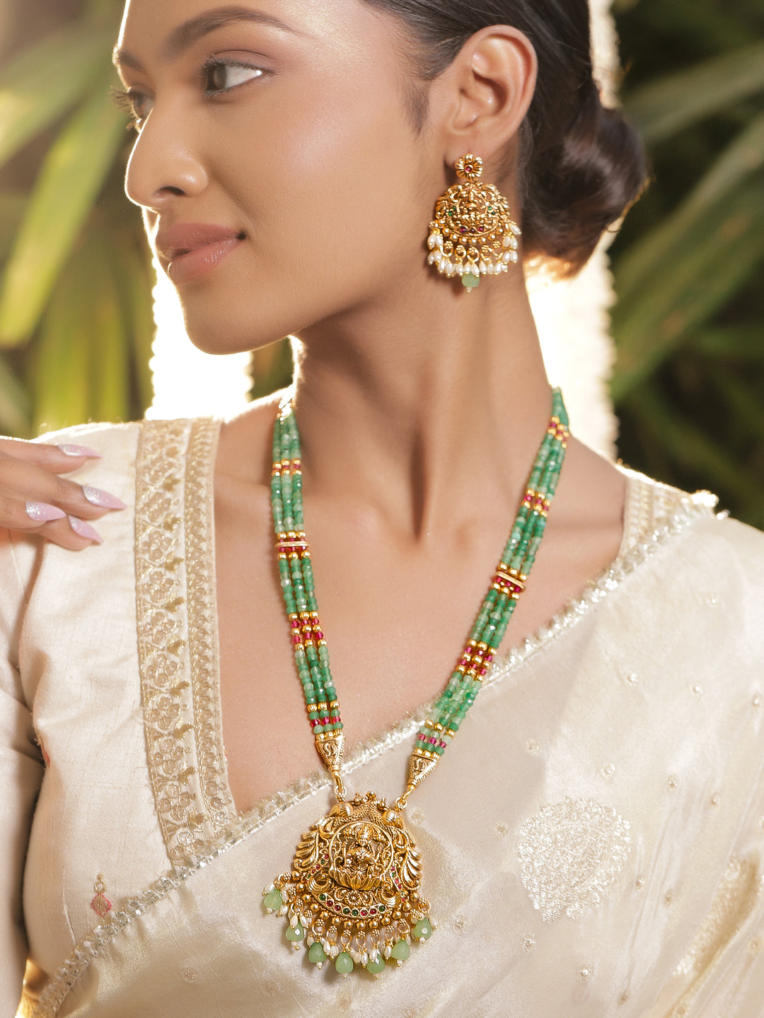 Green Glory Lakshmi Necklace Set