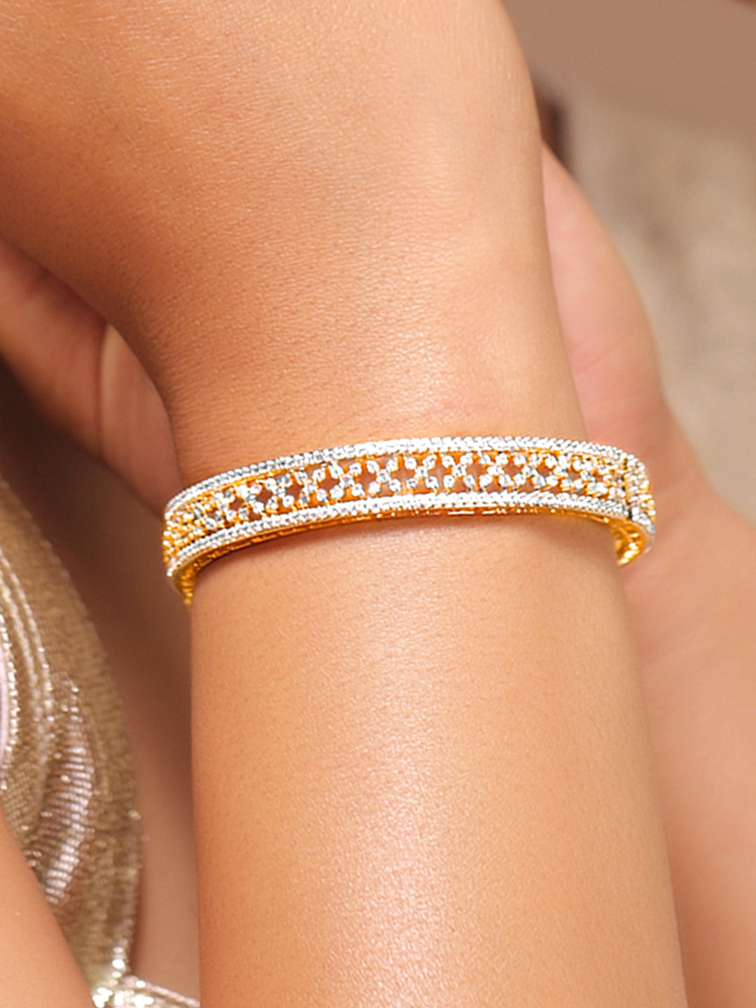 American Diamond Zirconia Golden Bracelet