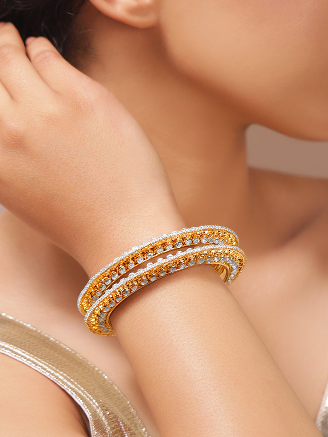 American Diamond Zirconia Bangles Set Of 2