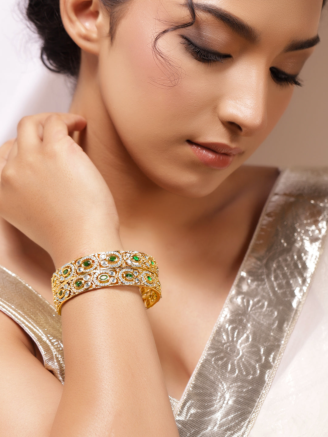 Golden Bangles Blooming in Regal Emerald