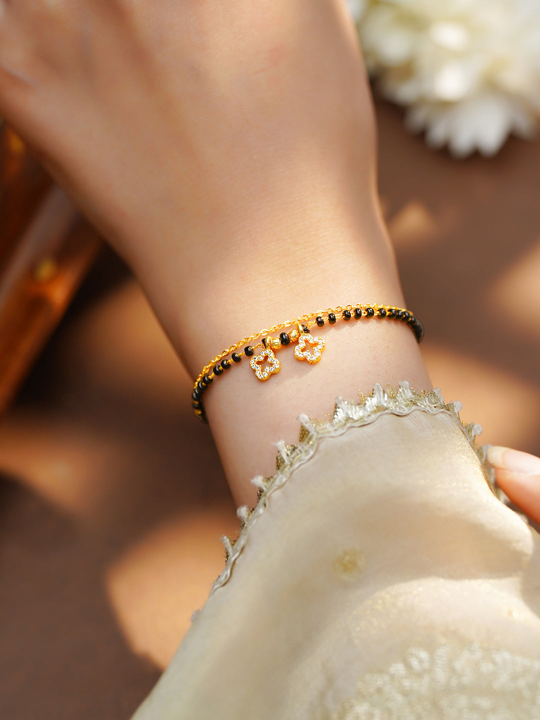 Clover Spark Charm Mangalsutra Bracelet