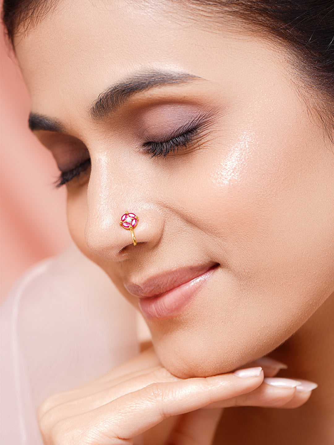 Leafy Floral Zirconia Studded Nose Pins