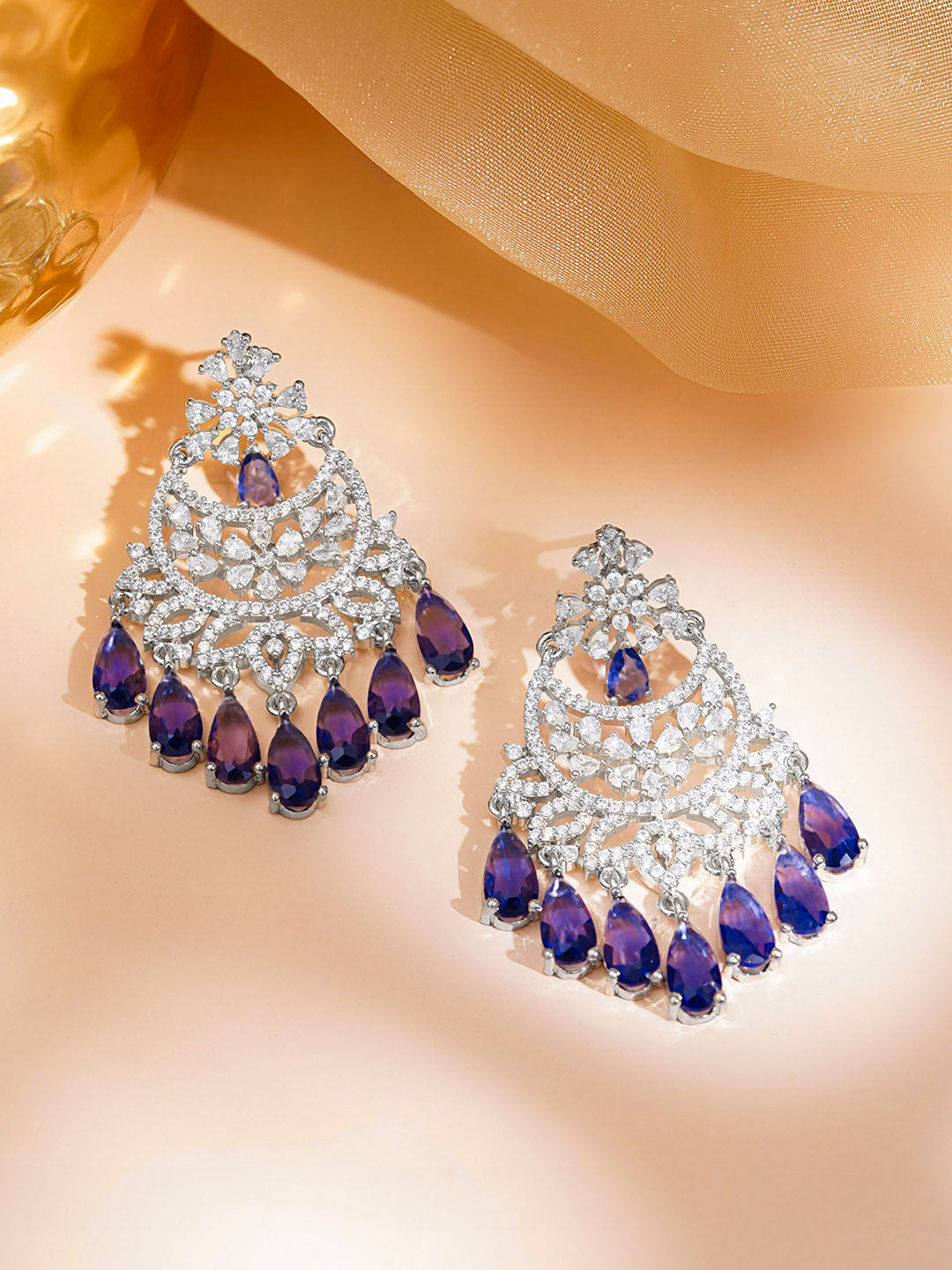 Ethereal Purple Spark Chandelier Earrings
