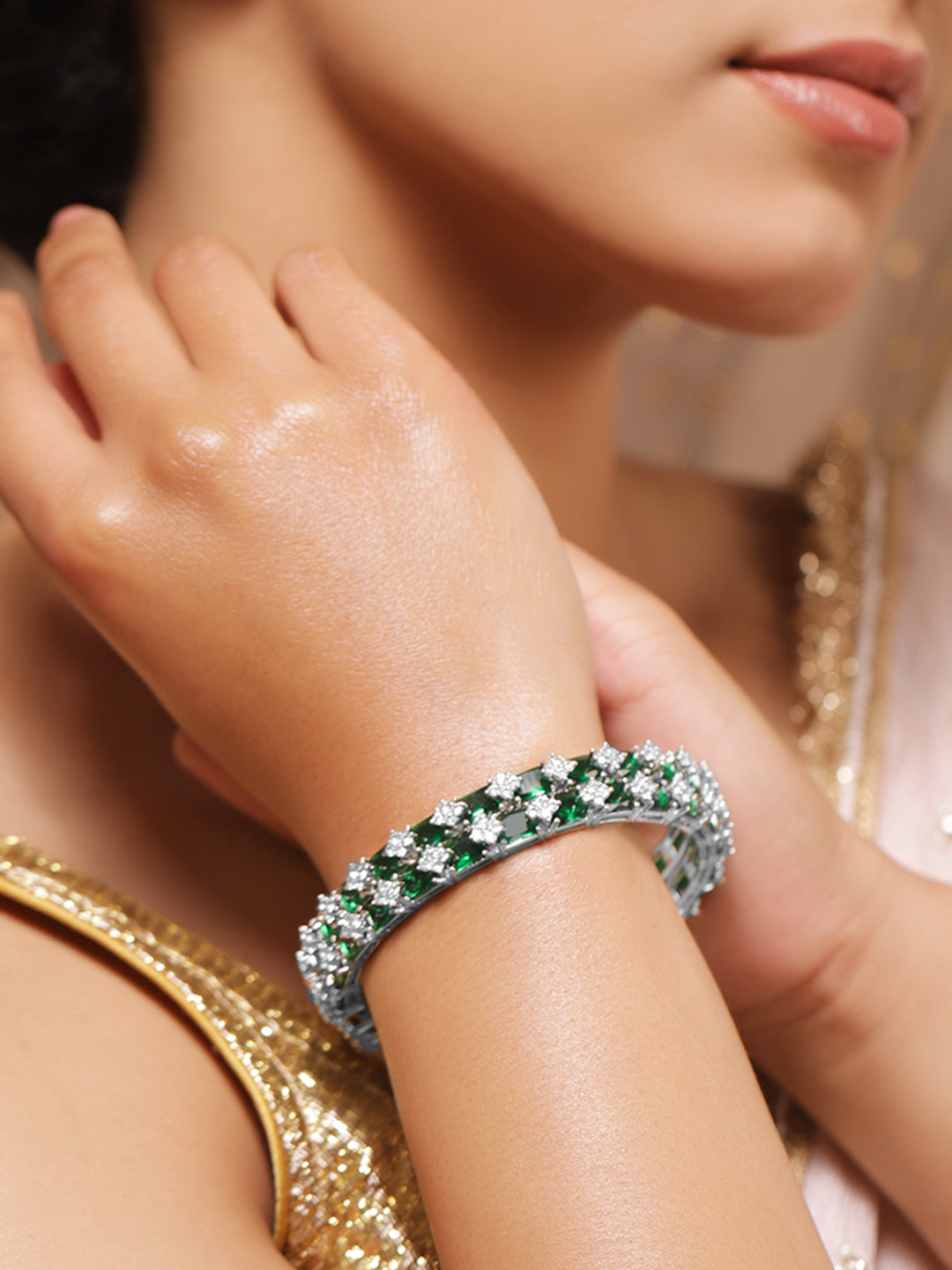 Emerald Glow American Diamond Bangles