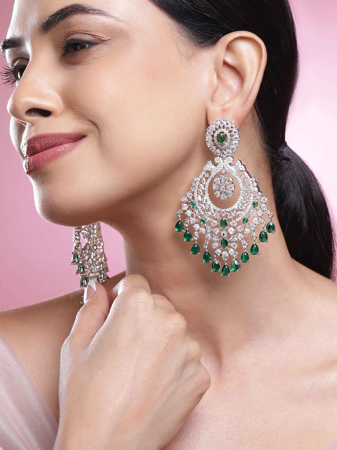 Emerald Blooms in Motion Danglers